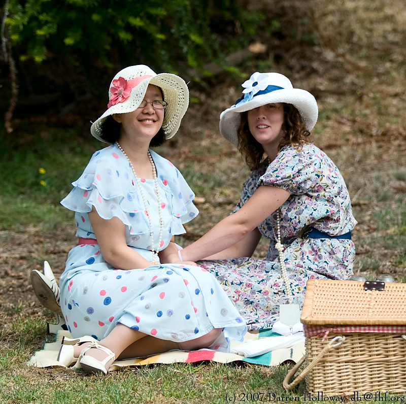 Person dressed in vintage 1930 attire at the Art Deco Society of California Gatsby Afternoon Picnic