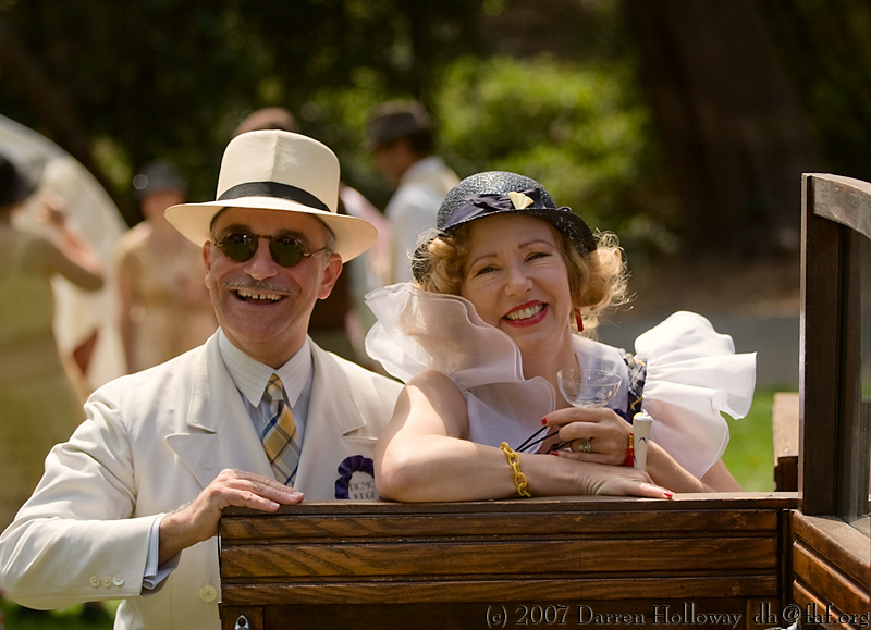 Person dressed in vintage 1930 attire at the Art Deco Society of California Gatsby Afternoon Picnic