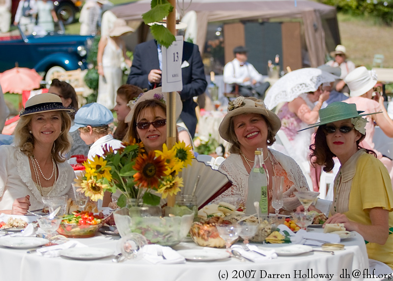 Person dressed in vintage 1930 attire at the Art Deco Society of California Gatsby Afternoon Picnic