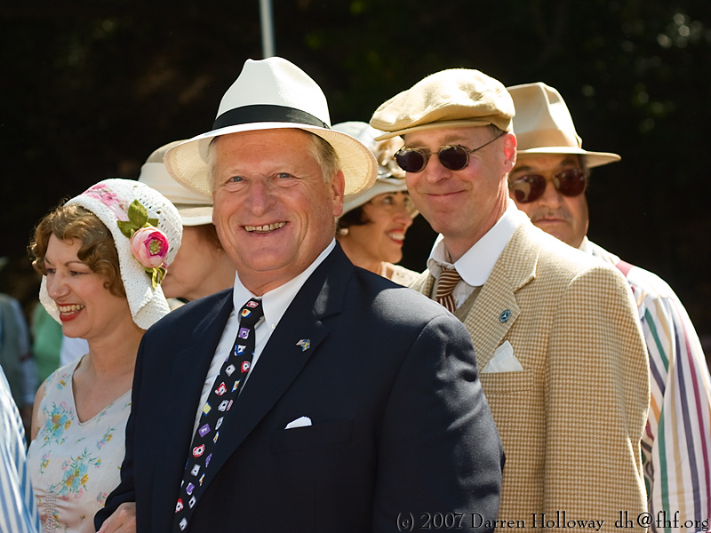 Person dressed in vintage 1930 attire at the Art Deco Society of California Gatsby Afternoon Picnic