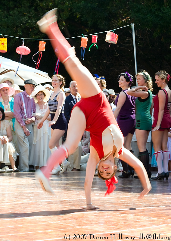 Person dressed in vintage 1930 attire at the Art Deco Society of California Gatsby Afternoon Picnic