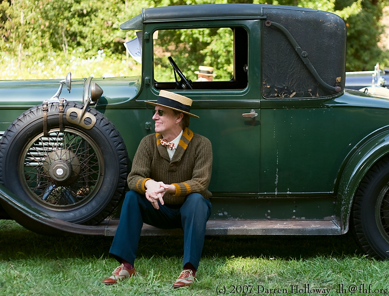 Person dressed in vintage 1930 attire at the Art Deco Society of California Gatsby Afternoon Picnic