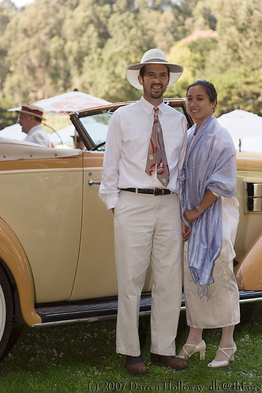 Person dressed in vintage 1930 attire at the Art Deco Society of California Gatsby Afternoon Picnic