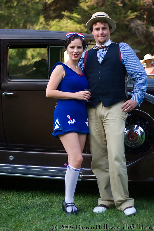 Person dressed in vintage 1930 attire at the Art Deco Society of California Gatsby Afternoon Picnic